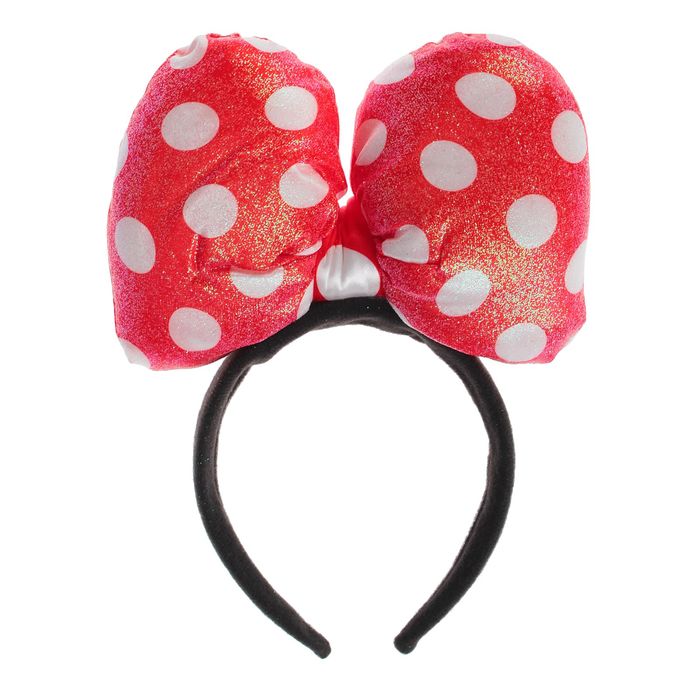 Карнавальный ободок "Бант", в горох, цвет красный