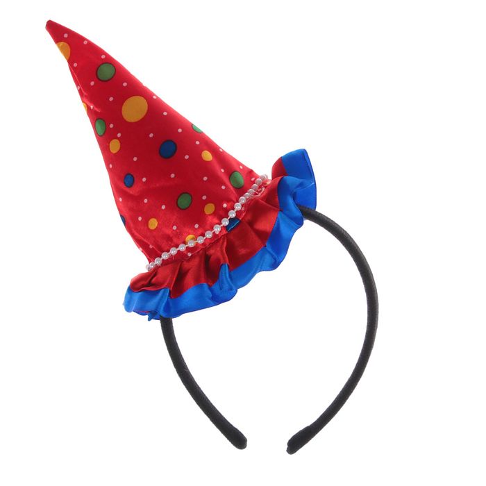 Карнавальный ободок "Колпак" с рюшками, цвет красный в горох