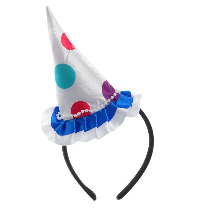 Карнавальный ободок "Колпак" с рюшками, цвет белый в горох