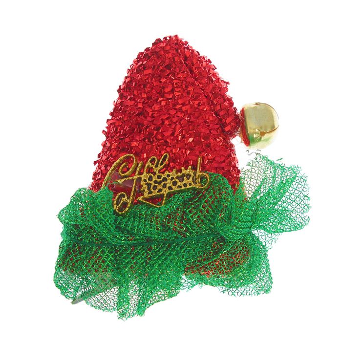 Карнавальный зажим "Новогодний колпак" с пайетками