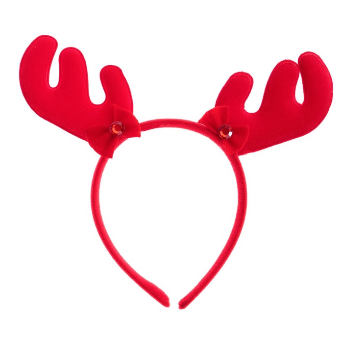 Карнавальный ободок "Рога", цвет красный с бантиками