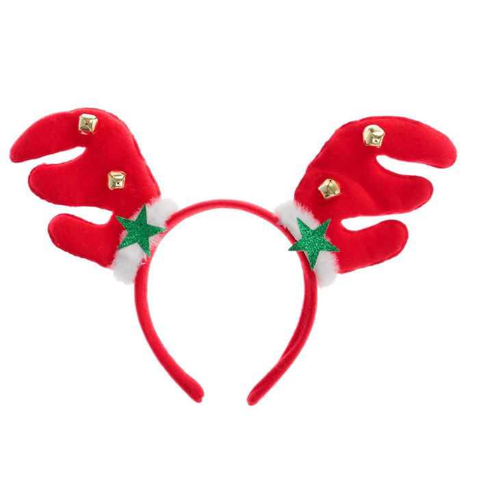 Карнавальный ободок "Новогодние рожки", цвет красный