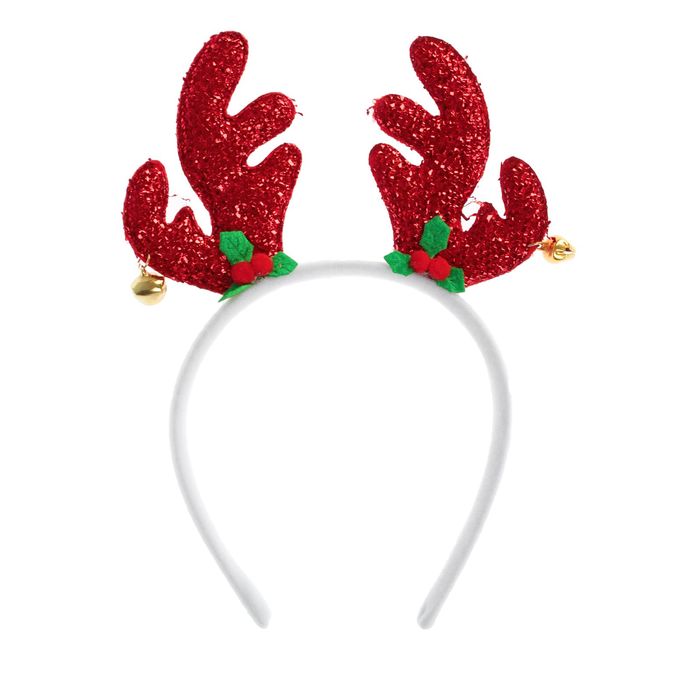 Карнавальный ободок "Рожки", цвет красный с пайетками