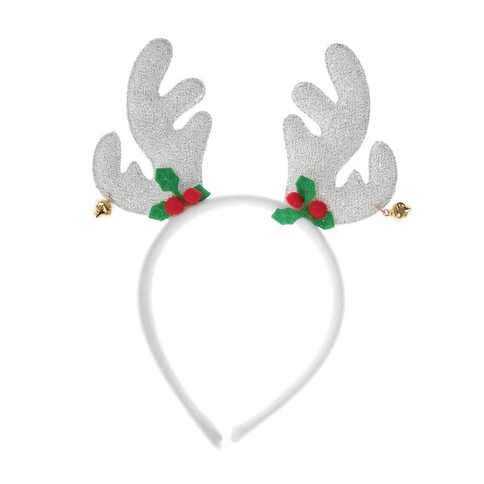 Карнавальный ободок "Рожки", цвет серебряный с пайетками