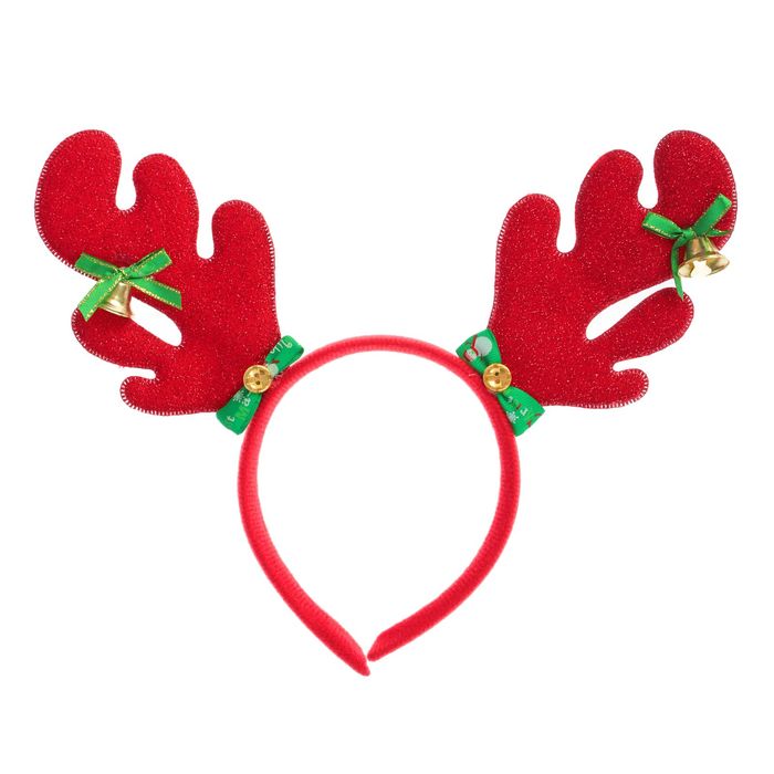 Карнавальный ободок "Рожки", цвет красный с колокольчиками