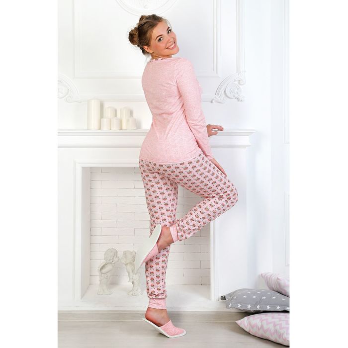 Пижама женская (джемпер, брюки) Сова-2 цвет коралл, р-р 48
