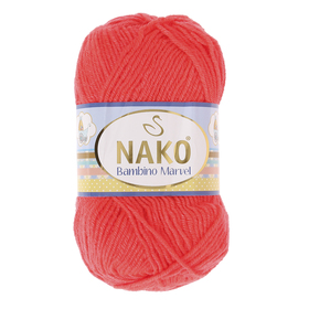 

Пряжа "Bambino marvel" 25% шерсть, 75% акрил 130м/50гр (9044 яркий коралл)