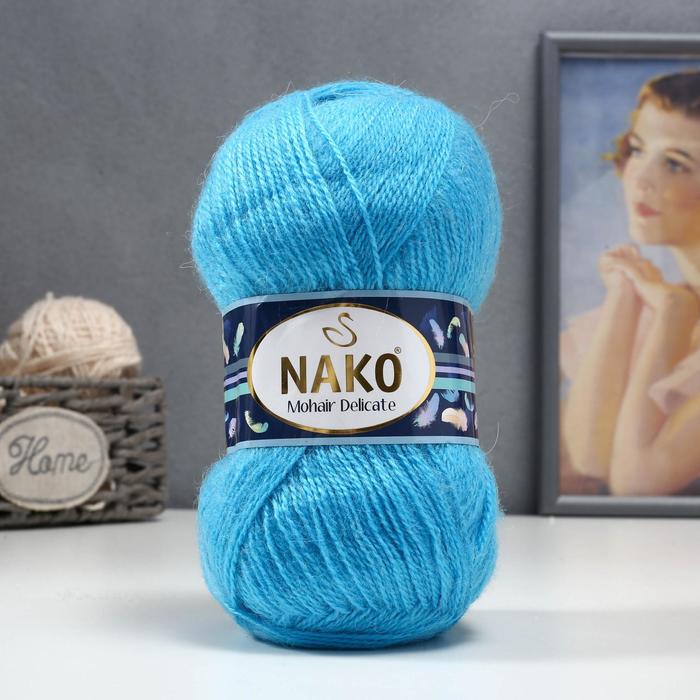 Пряжа "Mohair delicate" 40% мохер, 60% акрил 500м/100гр (6134 ярко-голубой)