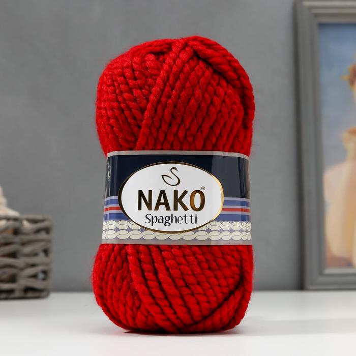 Пряжа "Spaghetti" 25% шерсть, 75% акрил 60м/100гр (1175 темно-красный)