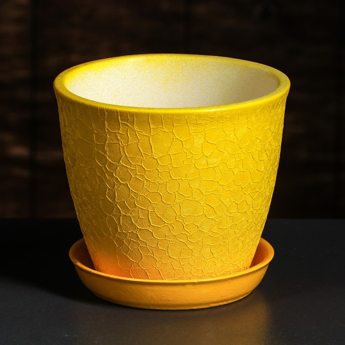 Кашпо "Глория" шёлк, жёлтое, 0,5 л