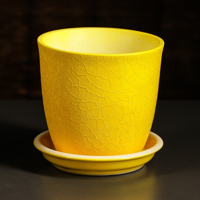 Кашпо "Глория" шёлк, жёлтое, 1,0 л