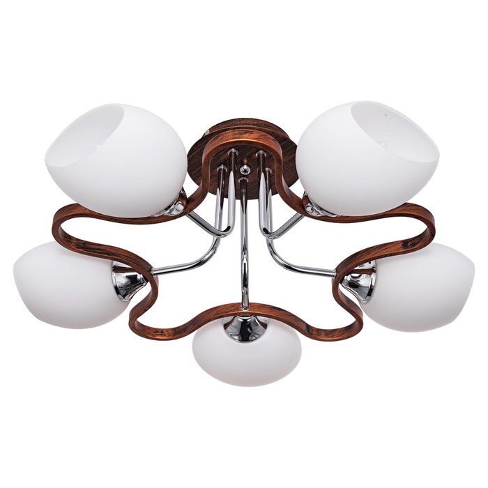 Люстра "Астия" 5 ламп E27 60 Вт хром-античный коричневый  50х50х21 см.