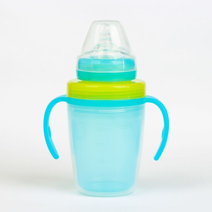 Поильник-стакан 2 в 1 с соской, 230 мл, от 9 мес., цвета МИКС