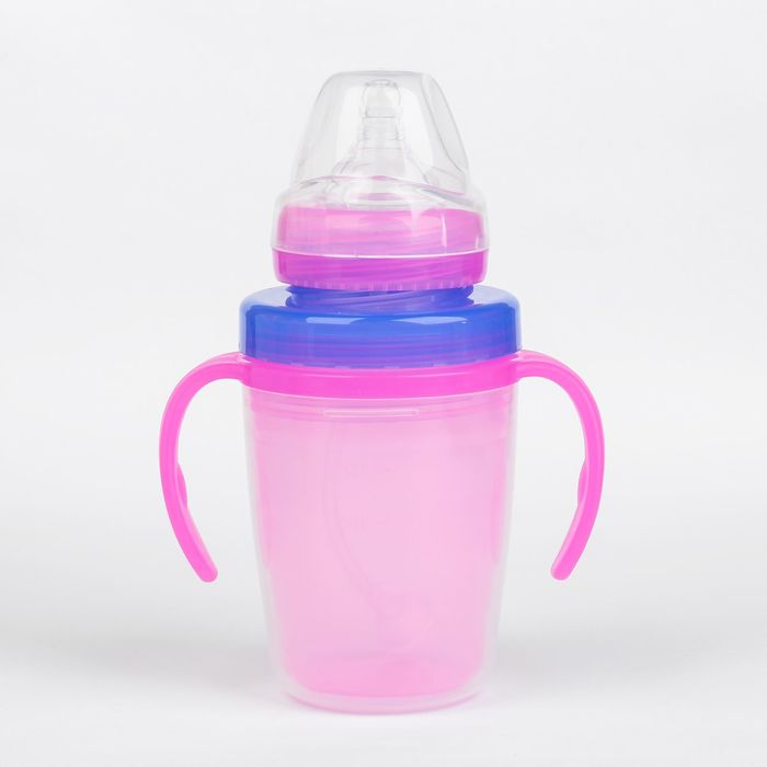 Поильник-стакан 2 в 1 с соской, 230 мл, от 9 мес., цвета МИКС