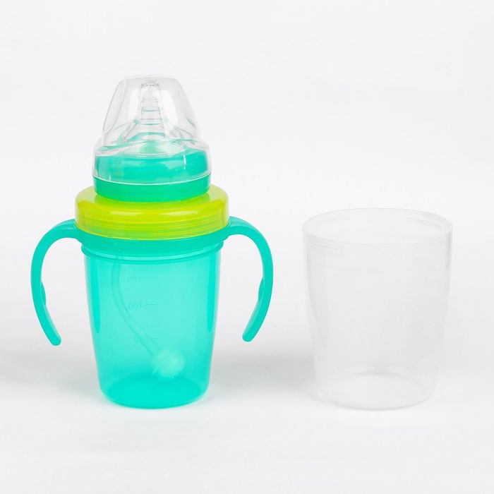 Поильник-стакан 2 в 1 с соской, 230 мл, от 9 мес., цвета МИКС