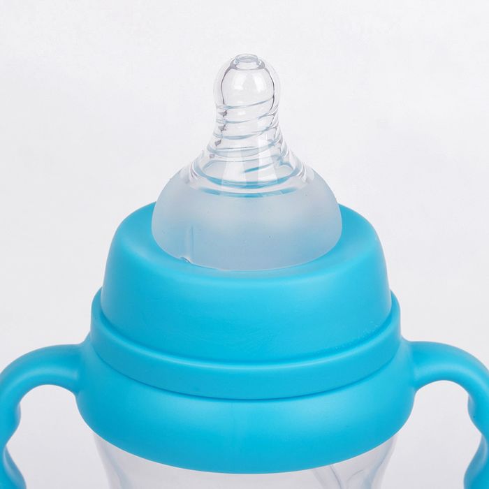 Бутылочка для кормления антиколиковая, с ручками, 300 мл, от 0 мес., цвет голубой