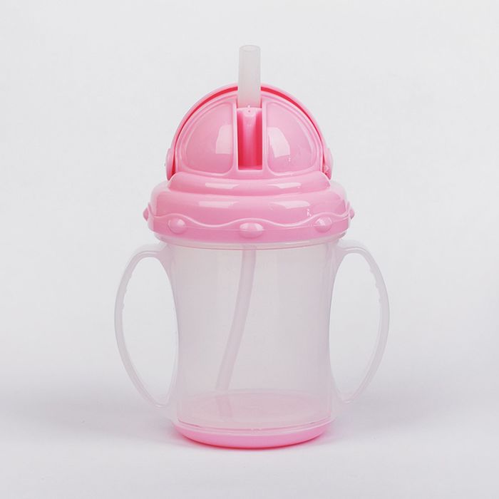 Поильник с трубочкой, 180 мл, от 5 мес., цвет розовый