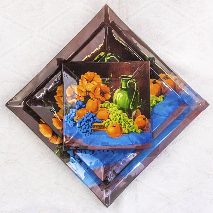 Набор тарелок 3 шт. "Натюрморт", 15 см, 20 см, 25 см