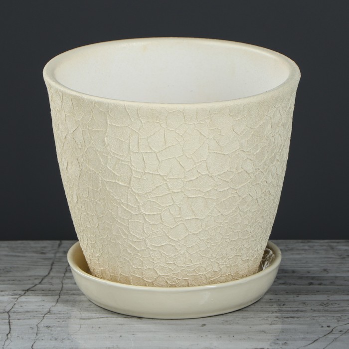 Кашпо "Глория" шёлк, кремовый, 0,5 л