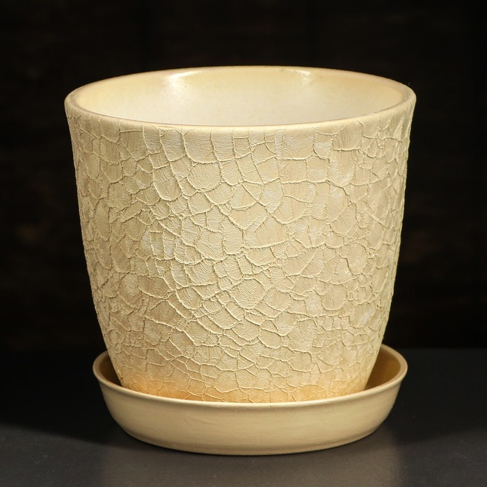 Кашпо "Глория" шёлк, кремовый, 1,0 л