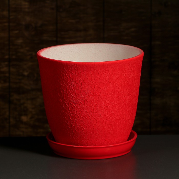 Кашпо "Глория" шёлк, красный, 2,0 л