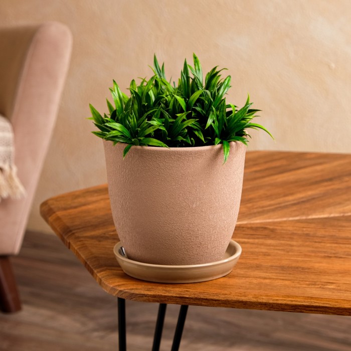 Кашпо "Глория" шёлк, капучино, 2,0 л