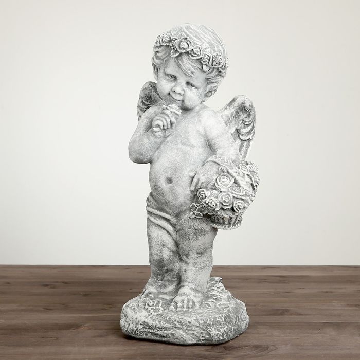 Статуэтка "Девочка с корзиной" под камень, цвет серый