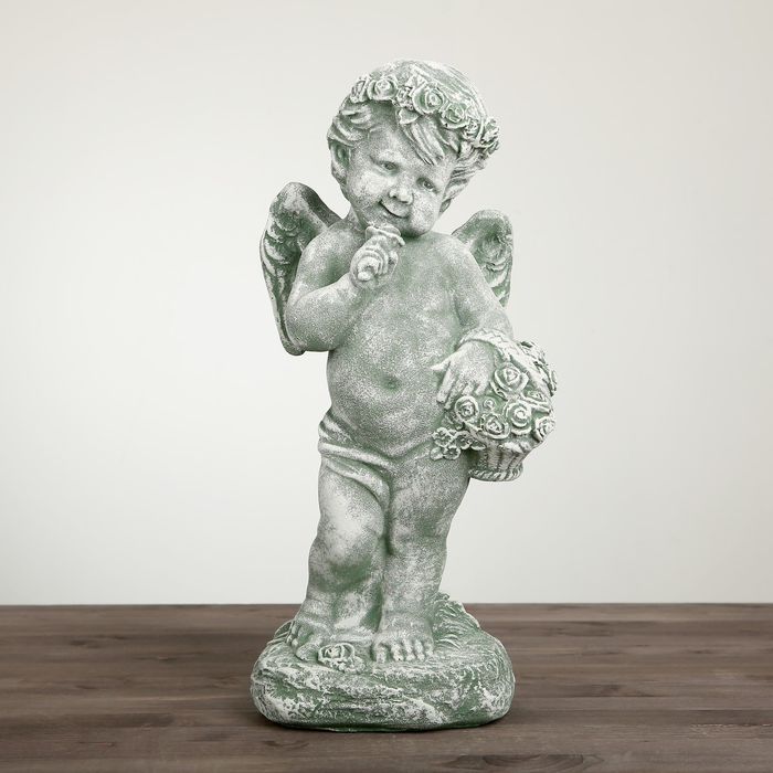 Статуэтка "Девочка с корзиной" под камень, цвет зелёный