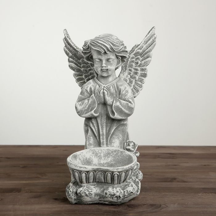 Статуэтка "Ангел с чашей снизу" под камень, цвет серый