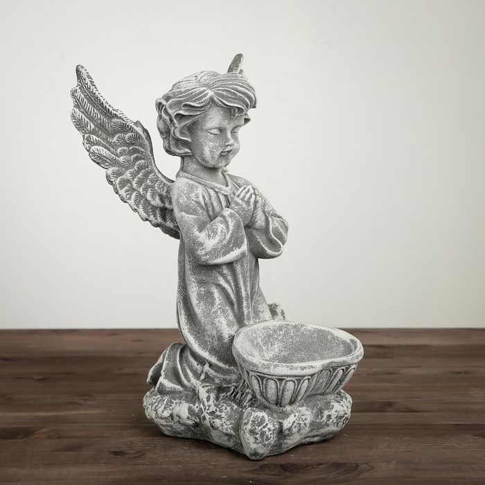 Статуэтка "Ангел с чашей снизу" под камень, цвет серый