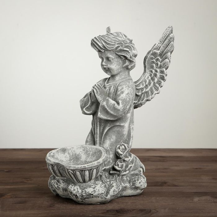 Статуэтка "Ангел с чашей снизу" под камень, цвет серый