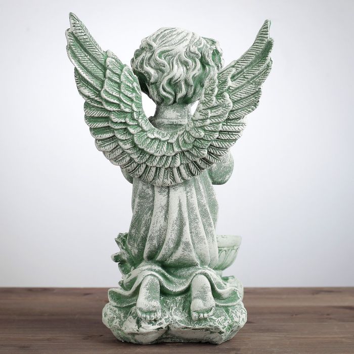 Статуэтка "Ангел с чашей снизу" под камень, цвет зелёный