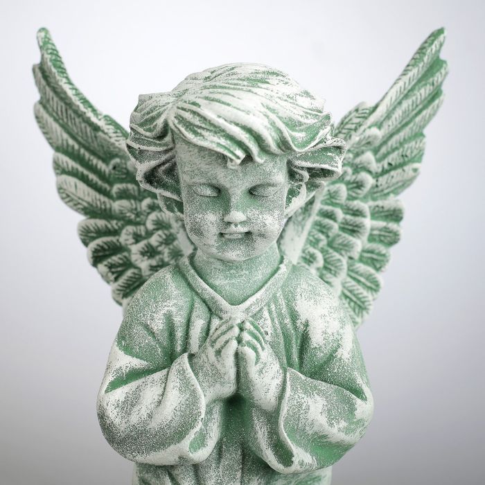 Статуэтка "Ангел с чашей снизу" под камень, цвет зелёный