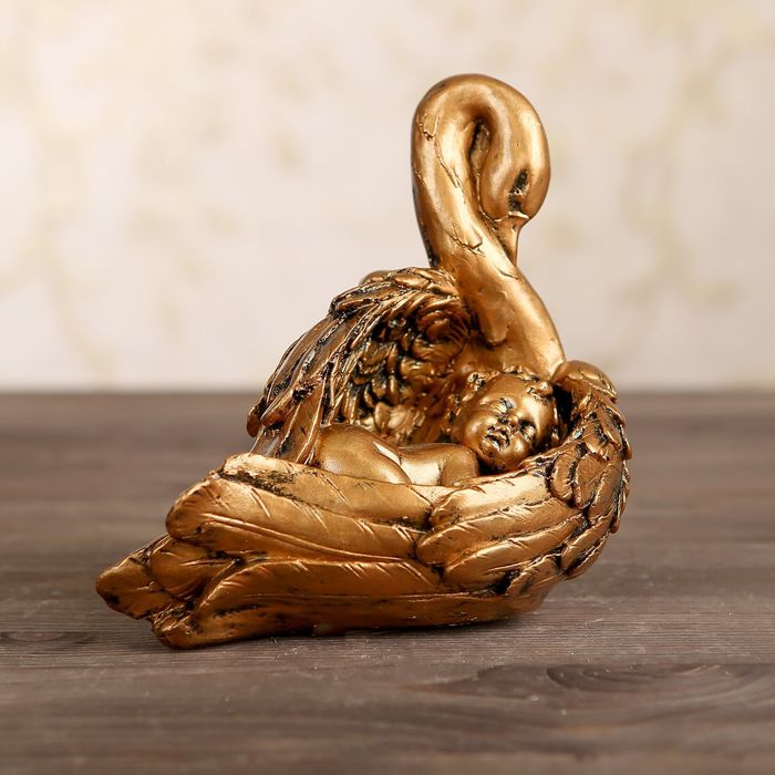 Статуэтка "Ангел с лебедем" маленький, цвет бронзовый
