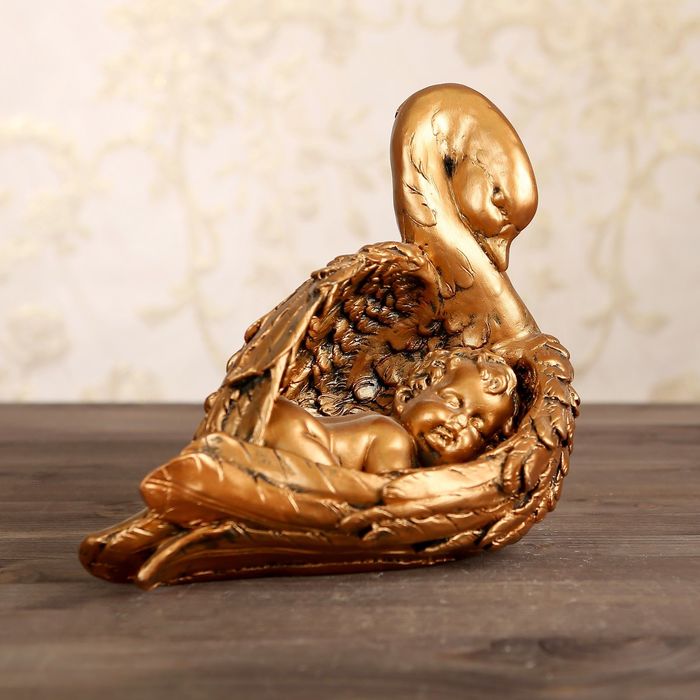 Статуэтка "Ангел с лебедем" средний, цвет бронзовый