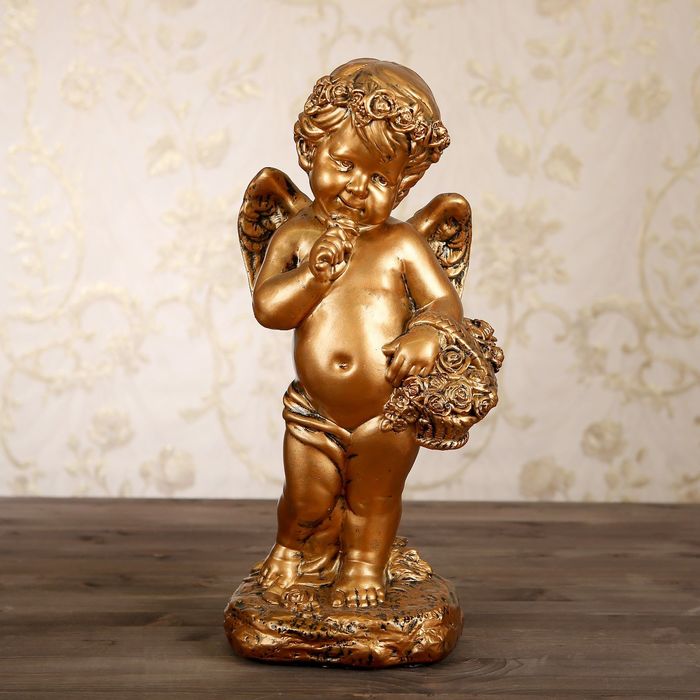 Статуэтка "Девочка с корзиной" цвет бронзовый