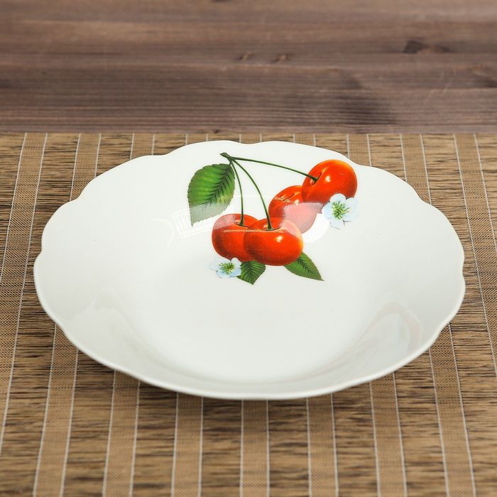 Тарелка d=20 см "Суповая" вишня, деколь