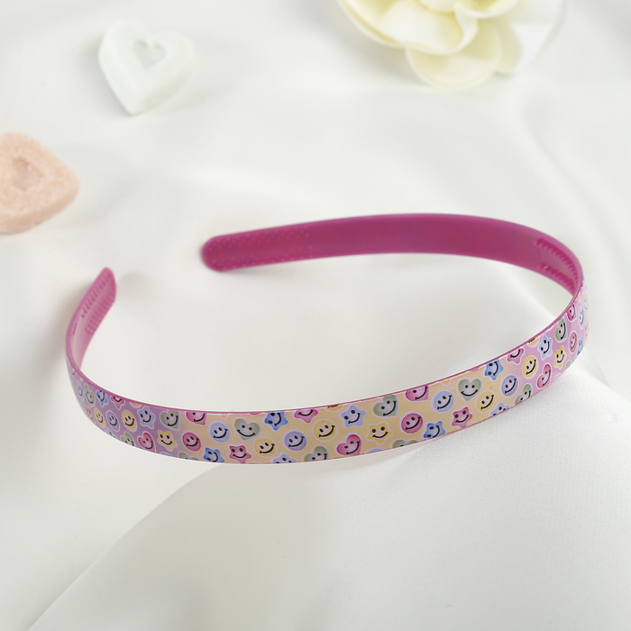 Ободок для волос "Весна" 1,2 см смайлики, микс