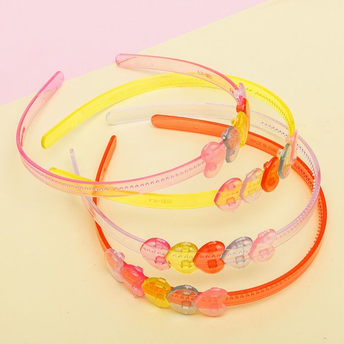 Ободок для волос "Прозрачный" 0,8 см цветы, микс