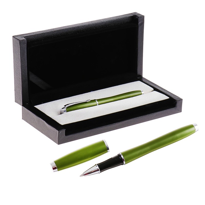 Ручка подарочная шариковая в кожзам футляре Изящество корпус МИКС