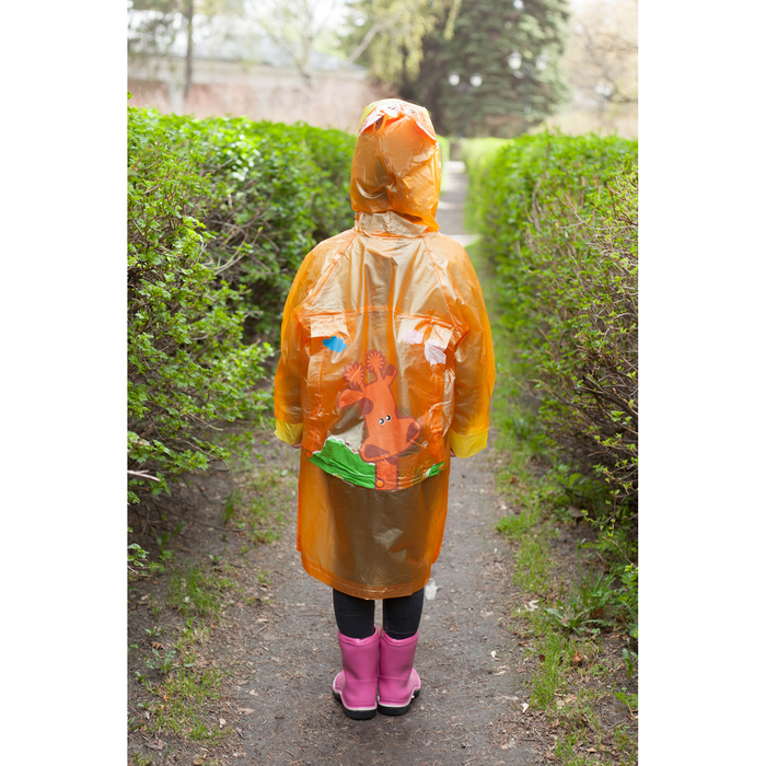 Дождевик детский "Жирафик", надувной капюшон, карман под рюкзак, рост 110-120