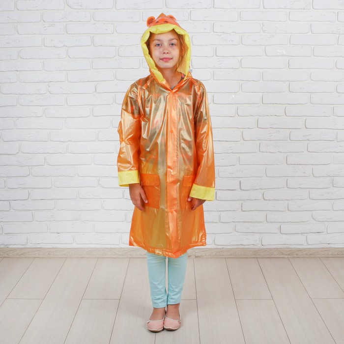 Дождевик детский "Жирафик", надувной капюшон, карман под рюкзак, рост 130-150