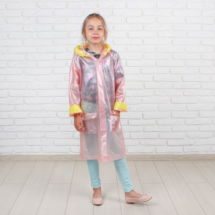 Дождевик детский "Весёлая лягушка", надувной капюшон, карман под рюкзак, рост 130-150