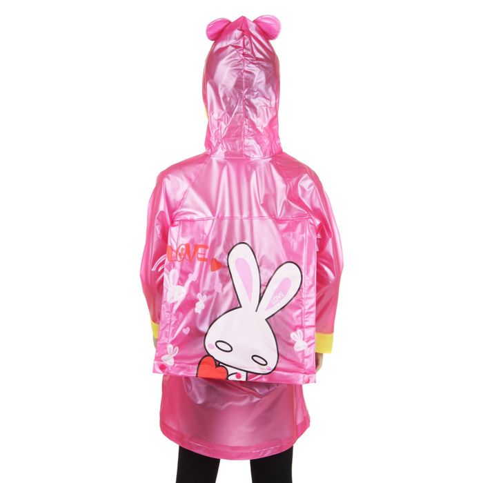 Дождевик детский "Заинька", надувной капюшон, карман под рюкзак, рост 110-120