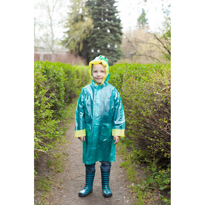 Дождевик детский "Лягушонок", надувной капюшон, карман под рюкзак, рост 110-120