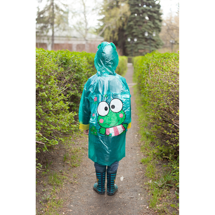 Дождевик детский "Лягушонок", надувной капюшон, карман под рюкзак, рост 110-120