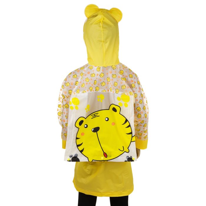 Дождевик детский "Тигренок", надувной капюшон, карман под рюкзак, рост 110-120