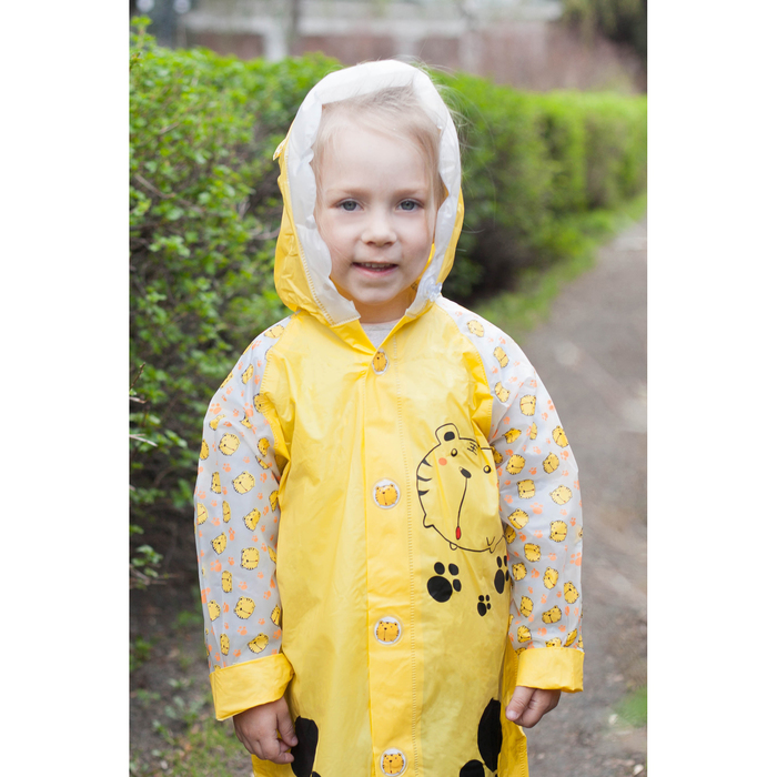 Дождевик детский "Тигренок", надувной капюшон, карман под рюкзак, рост 110-120