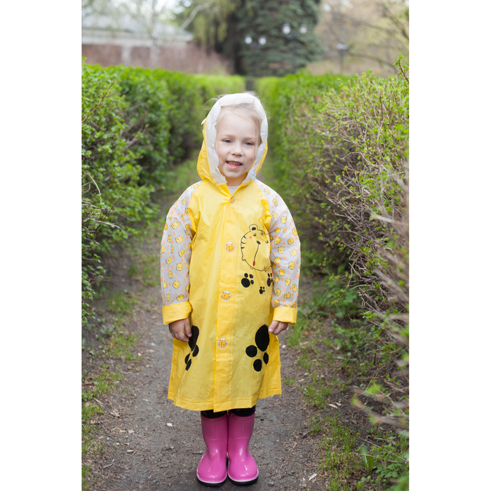 Дождевик детский "Тигренок", надувной капюшон, карман под рюкзак, рост 120-130