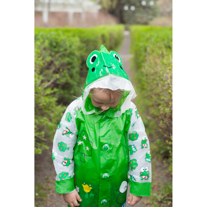 Дождевик детский "Лягушонок", надувной капюшон, карман под рюкзак, рост 100-110